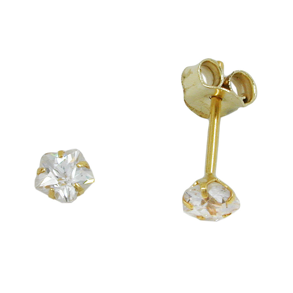 Ohrstecker Zirkonia in Blumenform aus 375er Gold, 4 mm