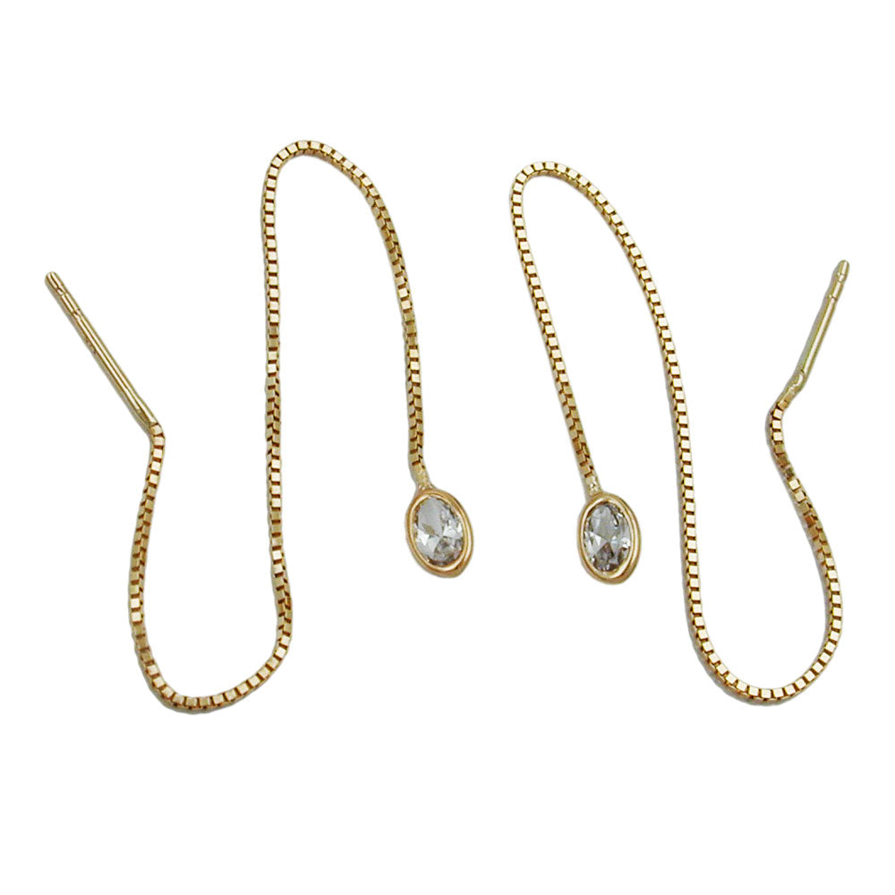 Ohrstecker Durchzieher Ohrhänger Venezianerkette mit Zirkonia aus 375er Gold, 93 × 3 mm