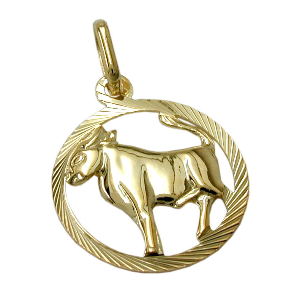 Anhänger Sternzeichen Stier aus 375er Gold, 15 mm