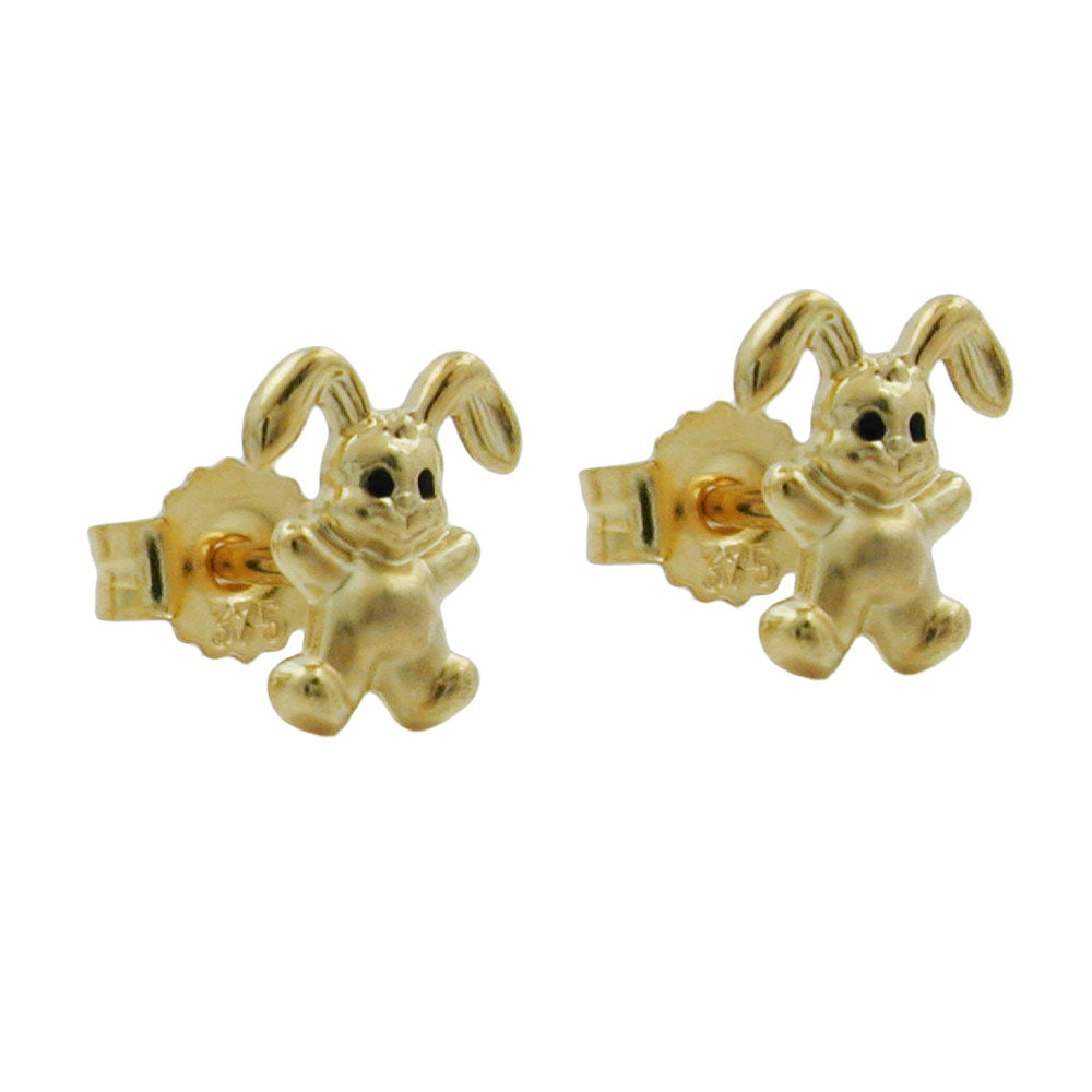 Ohrstecker kleiner Hase matt-glänzend aus 375er Gold, 7 × 6 mm