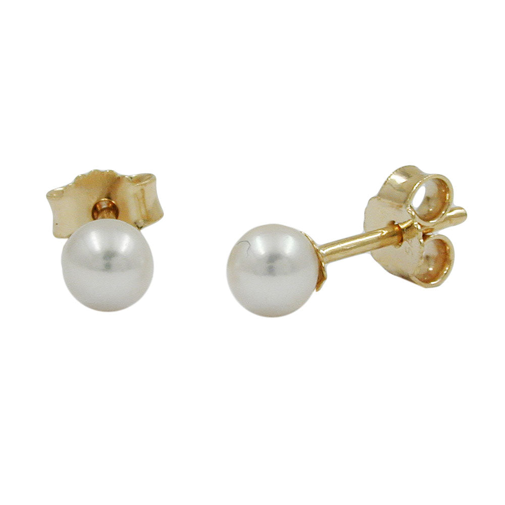 Ohrstecker Süßwasserzuchtperle rund aus 375er Gold, ca. 4 mm