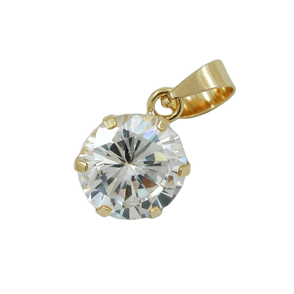 Anhänger Zirkonia weiß rund aus 375er Gold, 8 mm