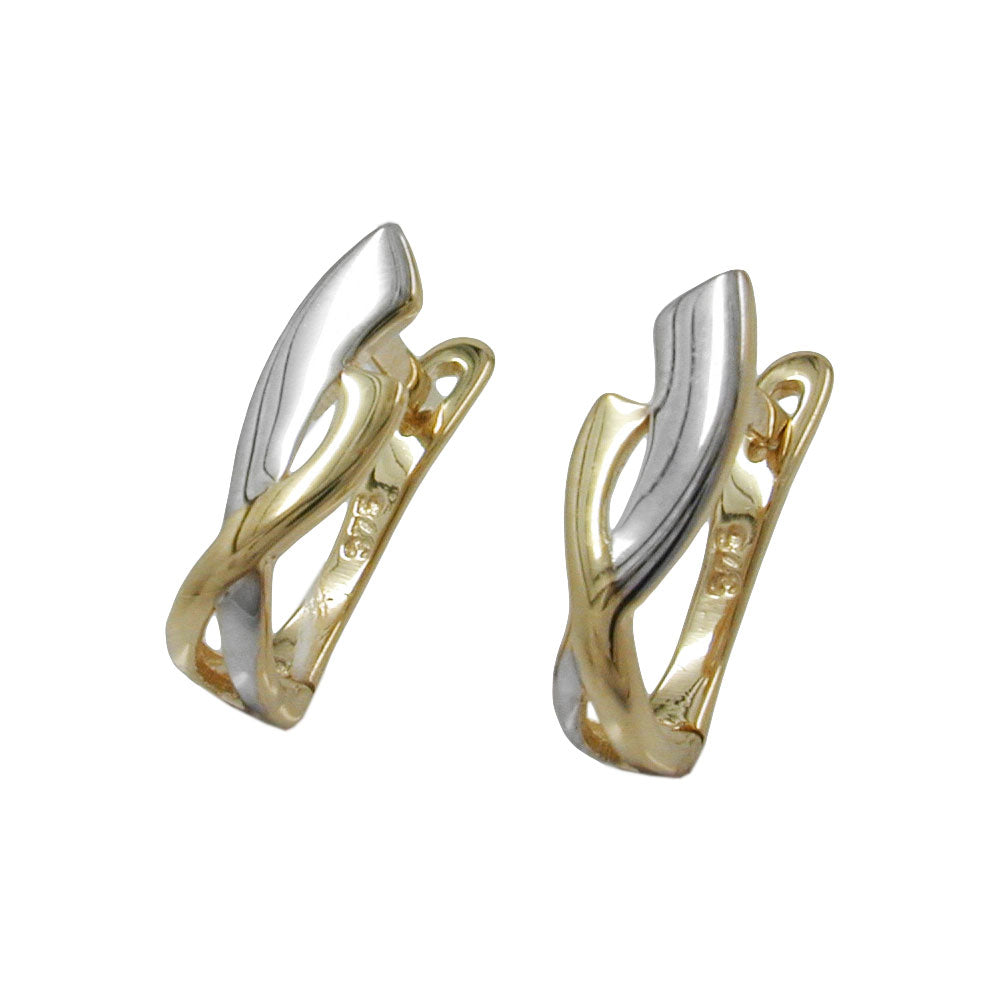 Creolen Klappscharnier bicolor aus 375er Gold, 13 × 4 mm