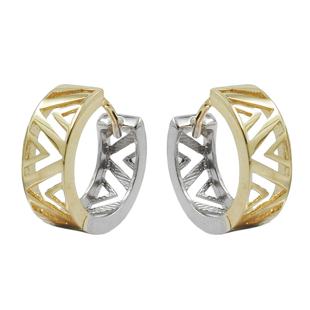 Bicolor-Creolen aus 375er Gelb- und Weißgold, 13 × 5 mm