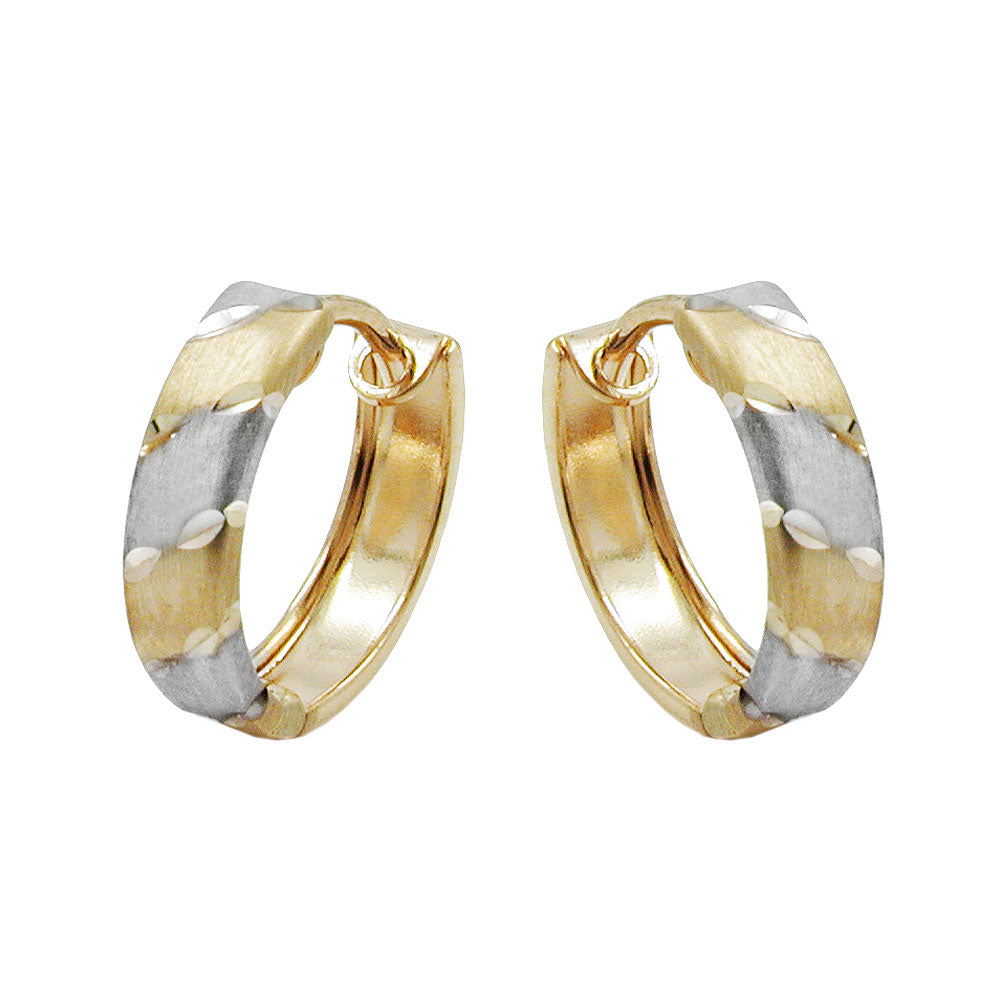 Creolen Klappscharnier bicolor rhodiniert aus 375er Gold, 12 × 3 mm