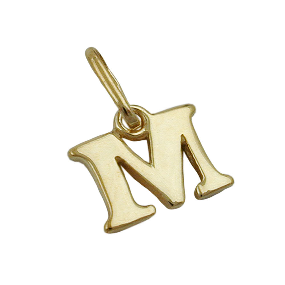 Anhänger Buchstabe M glänzend aus 375er Gold, 7 × 8 mm