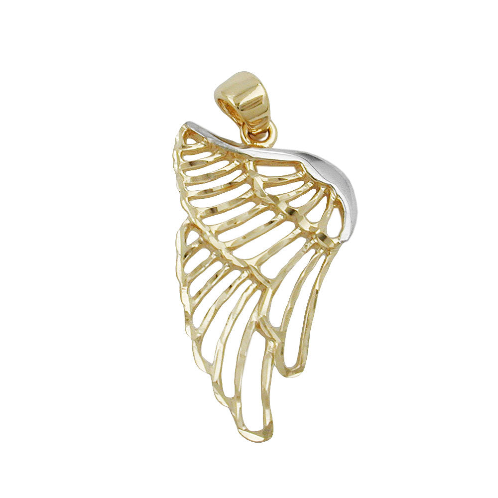 Anhänger Engelsflügel bicolor rhodiniert diamantiert aus 375er Gold, 24 × 14 mm