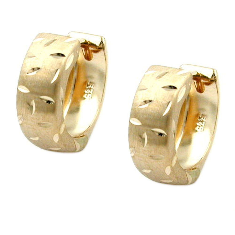 Creolen Klappscharnier mattiert diamantiert aus 375er Gold, 12 × 5 mm
