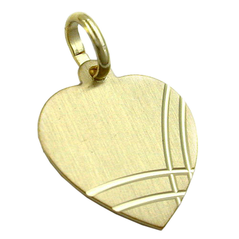 Anhänger Herz Gravuranhänger mattiert diamantiert aus 375er Gold, 14 × 13 mm