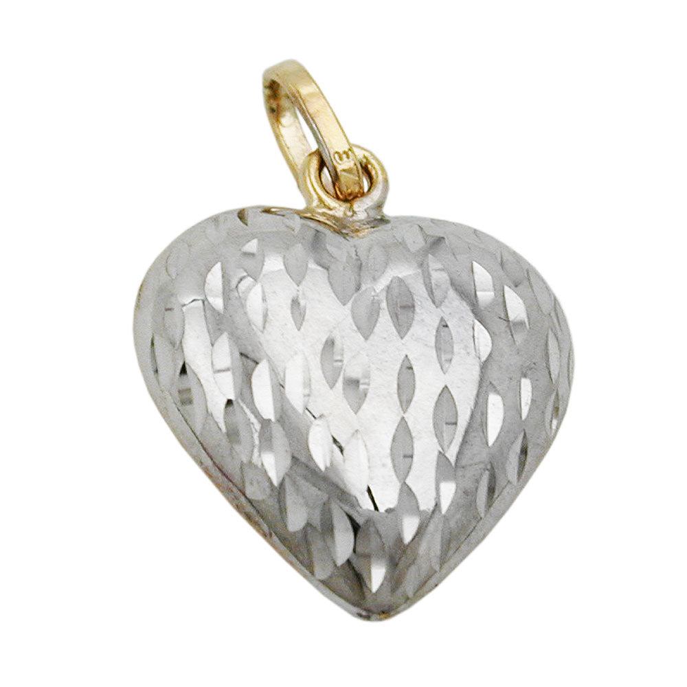 Anhänger Herz bicolor diamantiert aus 375er Gold, 14 × 13 mm