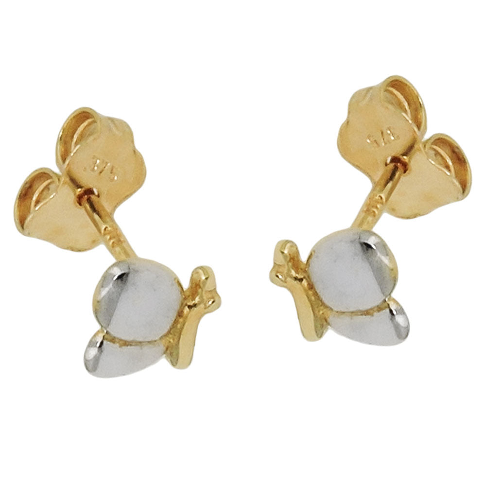 Ohrstecker Schmetterling bicolor glänzend aus 375er Gold, 6 × 5 mm