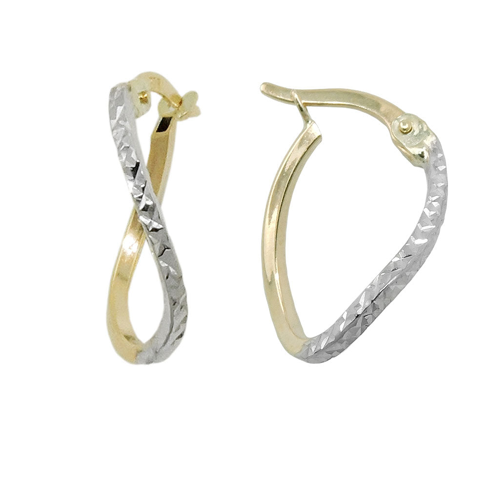Creolen bicolor rhodiniert diamantiert aus 375er Gold, 17 × 12 × 1 mm