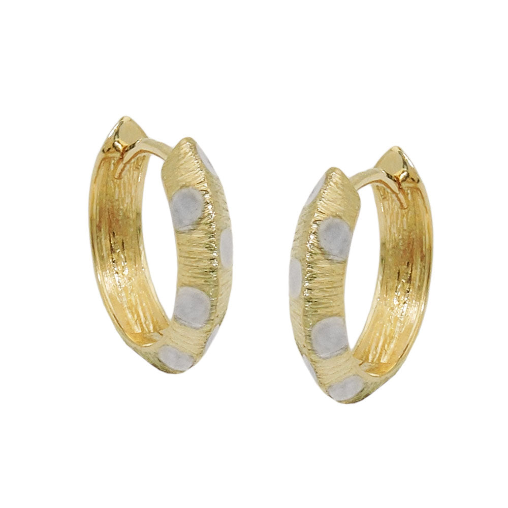 Creolen Klappscharnier kantig bicolor diamantiert aus 375er Gold, 14 × 3 mm