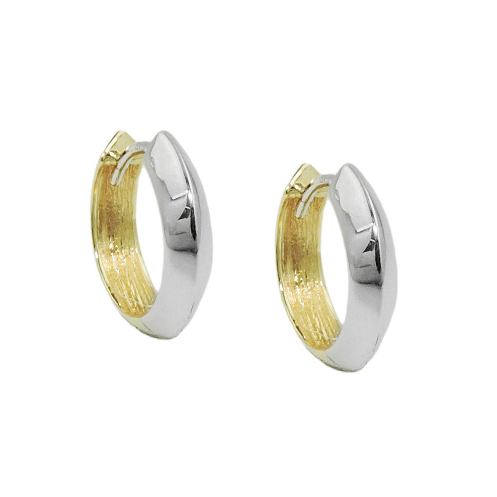 Creolen Klappscharnier bicolor durchlegiert aus 375er Gelb- und Weißgold, 14 × 3 mm