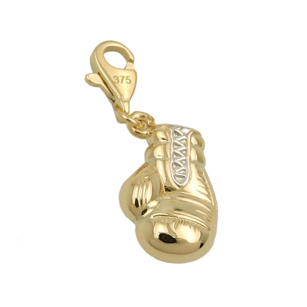 Anhänger Charm Boxhandschuh bicolor aus 375er Gold, 14 × 10 mm