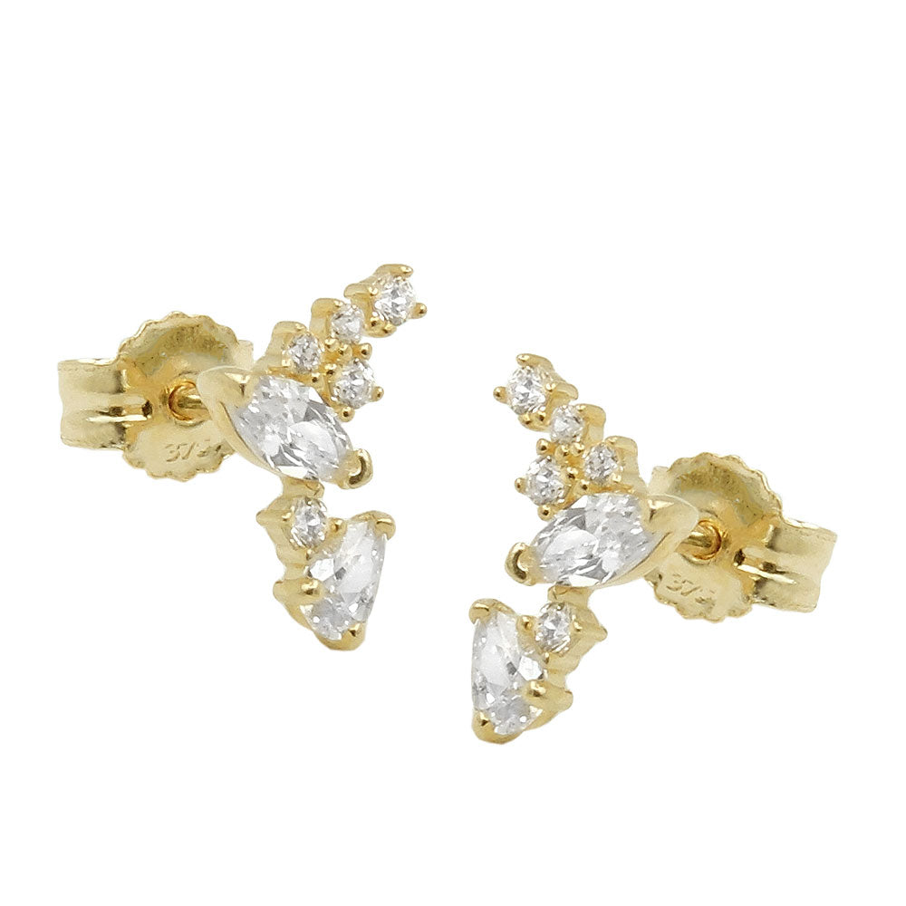 Ohrstecker Fantasie Bogen mit Zirkonia aus 375er Gold, 7 × 6 mm