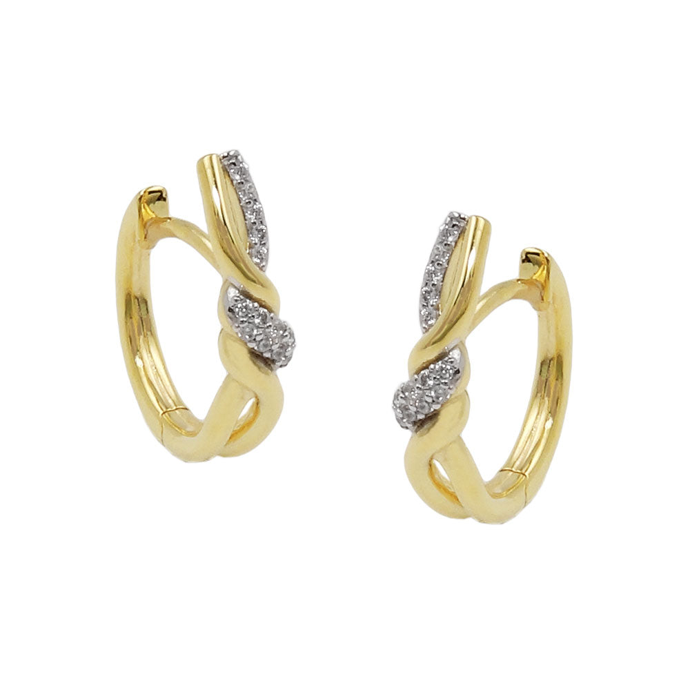 Creolen Ohrringe Klappscharnier überkreuzt Zirkonia aus 375er Gold, 18 × 4 mm