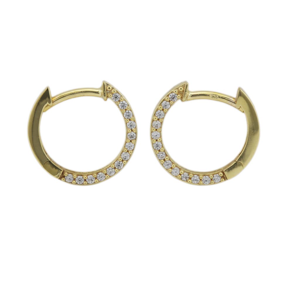Creole Klappscharnier mit Zirkonia aus 375er Gold, 13 × 2 mm