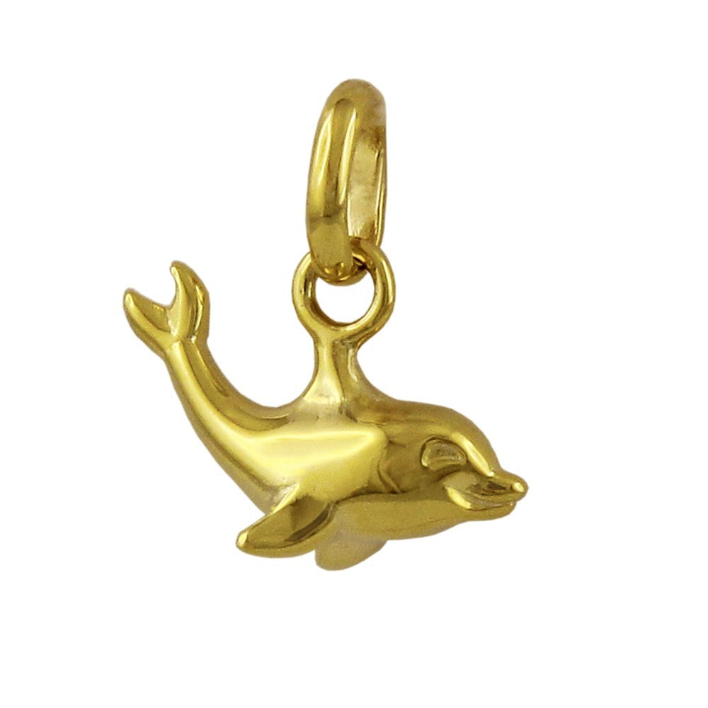 Anhänger kleiner Delfin glänzend aus 375er Gold, 12 × 7 mm