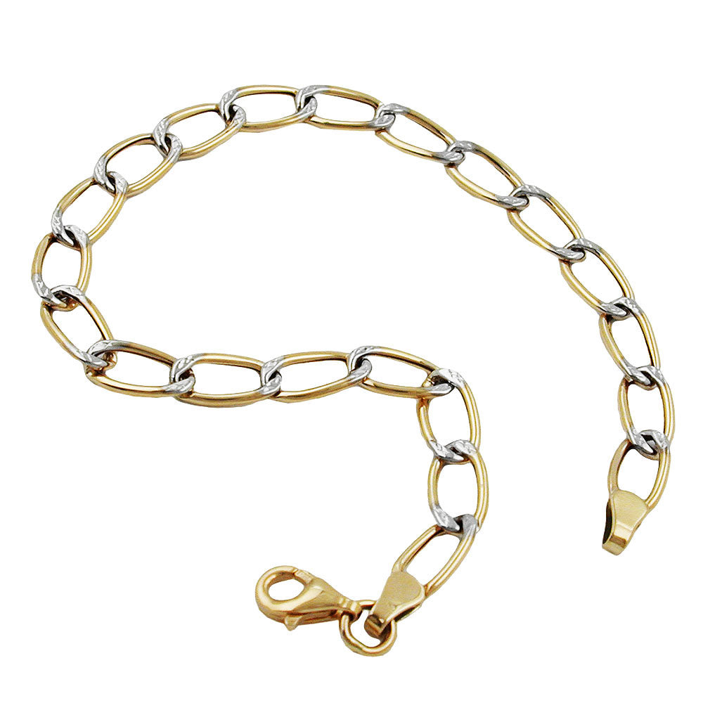 Armband Weitpanzer bicolor aus 375er Gold, 5,5 mm, 19 cm