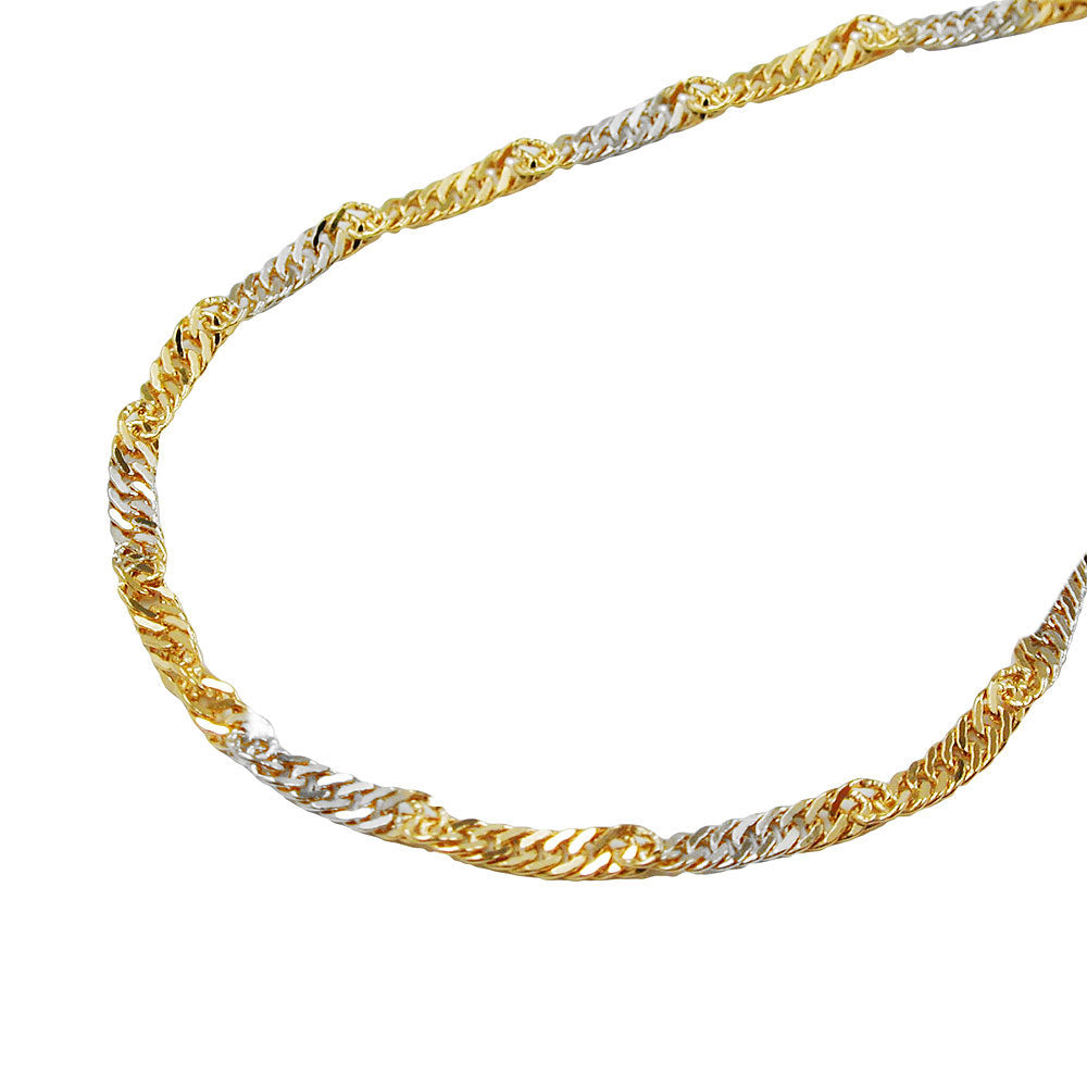 Kette Singapur bicolor aus 375er Gold, 1,8 mm