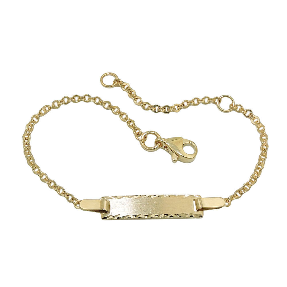 Armband Schildarmband mattiert diamantiert aus 375er Gold, 1,8 mm, 15 cm