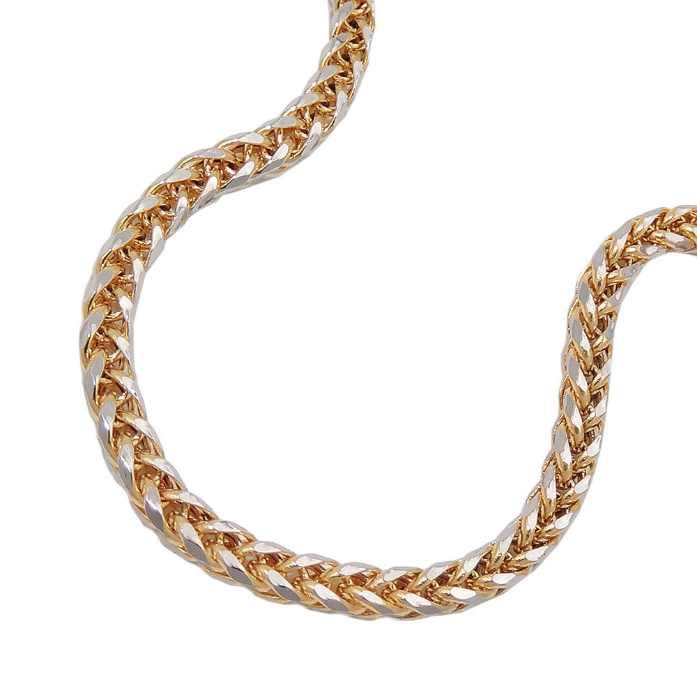 Armband Zopfkette bicolor aus 585er Gold, 2,4 mm, 19 cm
