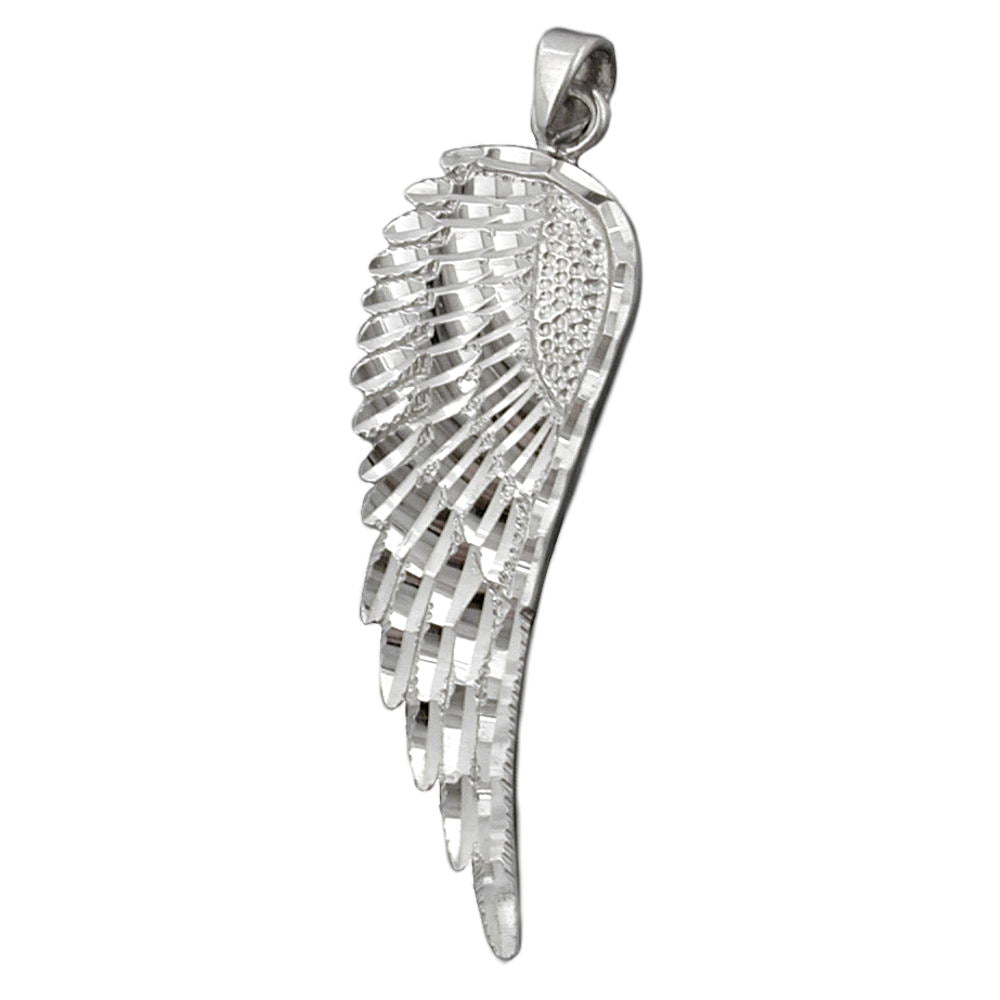 Anhänger Flügel diamantiert rhodiniert aus 925er Silber, 37 × 12 mm