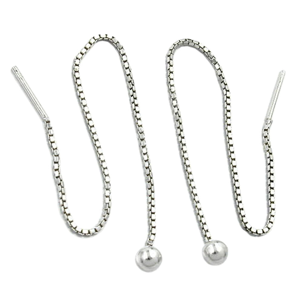 Durchzieher-Ohrhänger Ohrhänger Venzianerkette mit Kugel aus 925er Silber, 110 × 4 mm