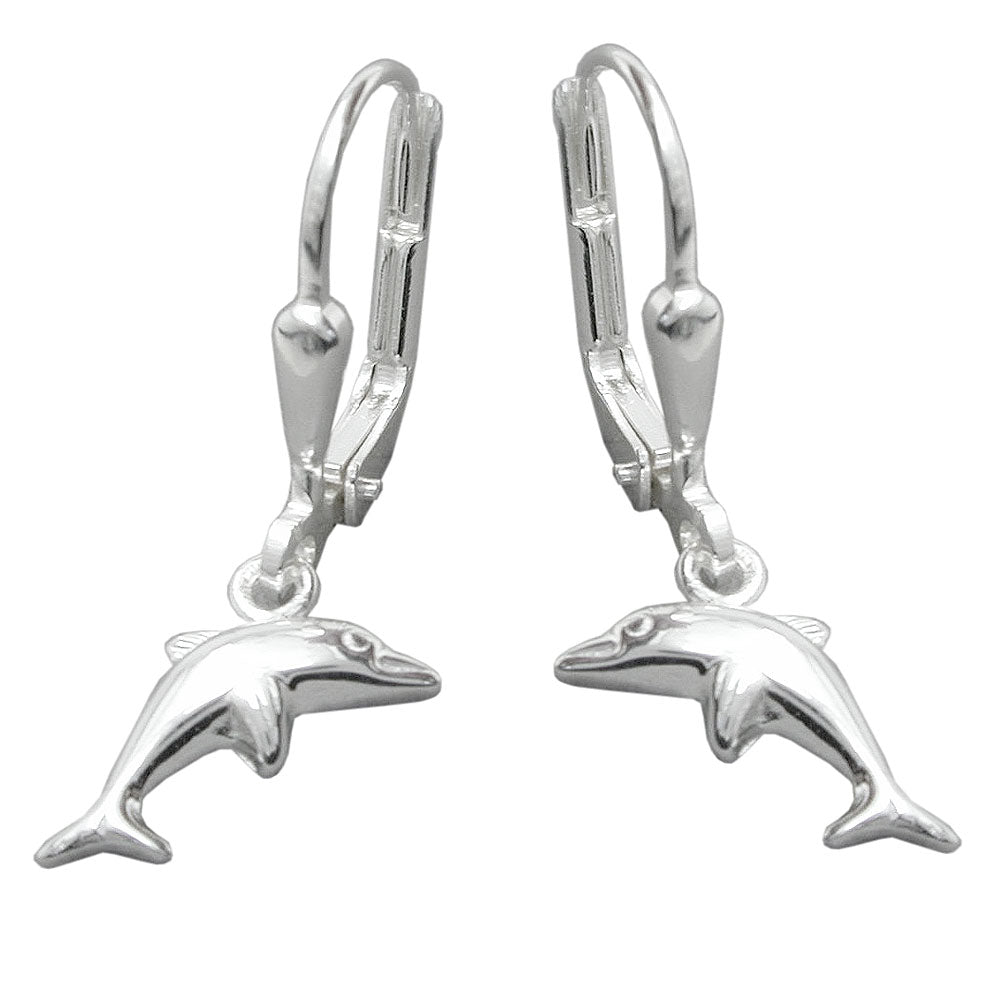 Ohrbrisur Ohrhänger Ohrringe Delfin rechts-links glänzend aus 925er Silber, 25 × 7 mm