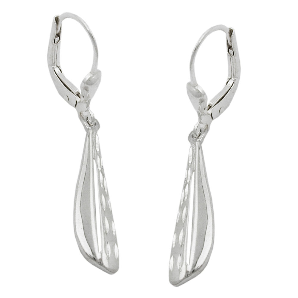 Ohrbrisur Ohrhänger Ohrringe diamantiert glänzend aus 925er Silber, 36 × 5 mm