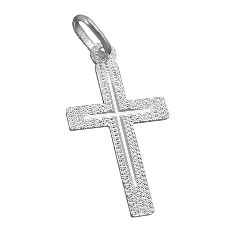 Anhänger Kreuz diamantiert aus 925er Silber, 23 × 13 mm