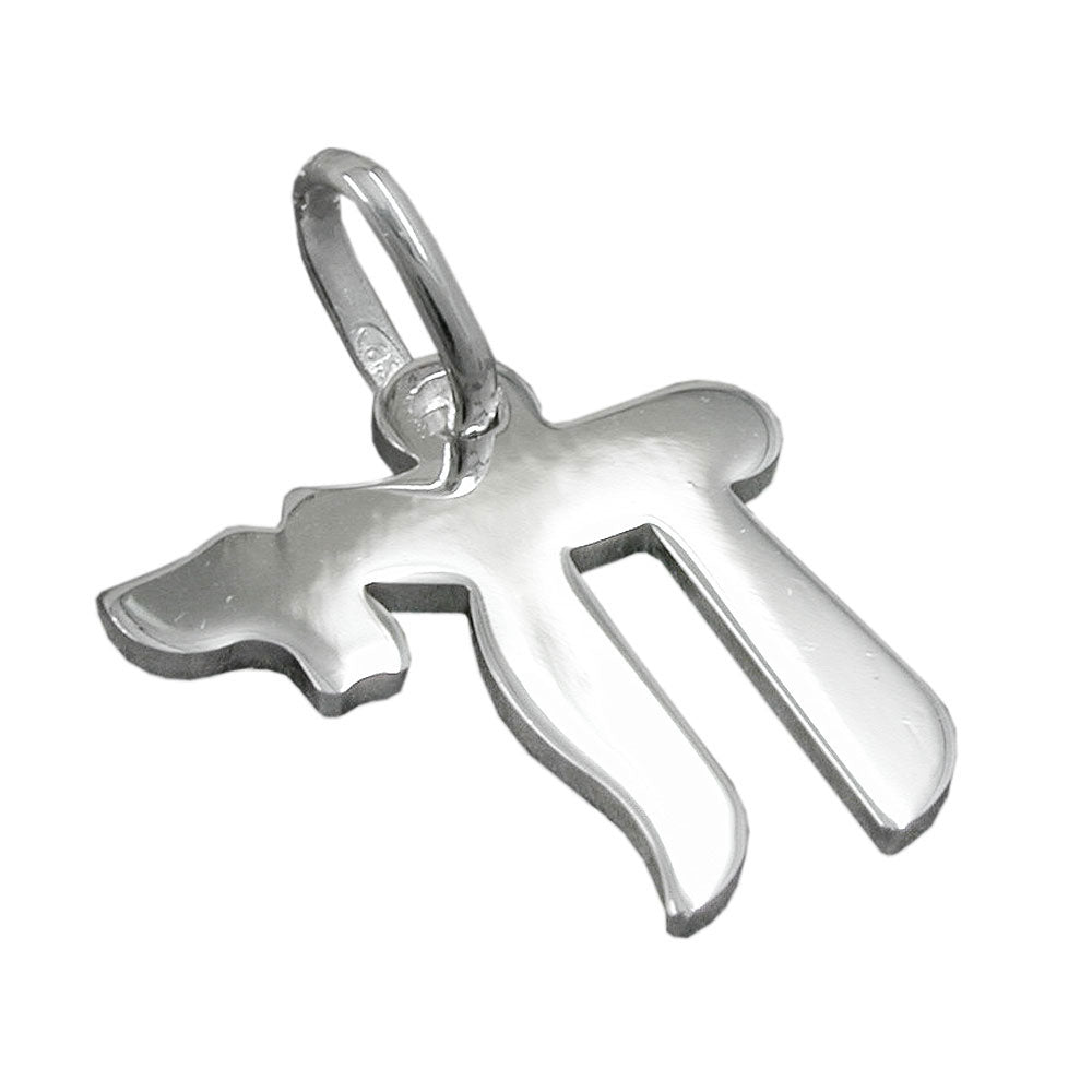 Anhänger hebräisches Wort Chai Symbol für Leben glänzend 925 aus 925er Silber, 15 × 14 mm