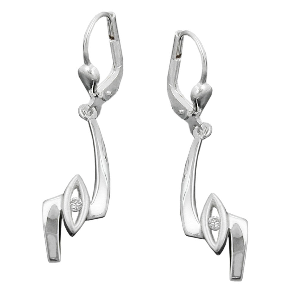 Ohrbrisur Ohrhänger Ohrringe Zickzack mit Zirkonia glänzend aus 925er Silber, 36 × 8 mm