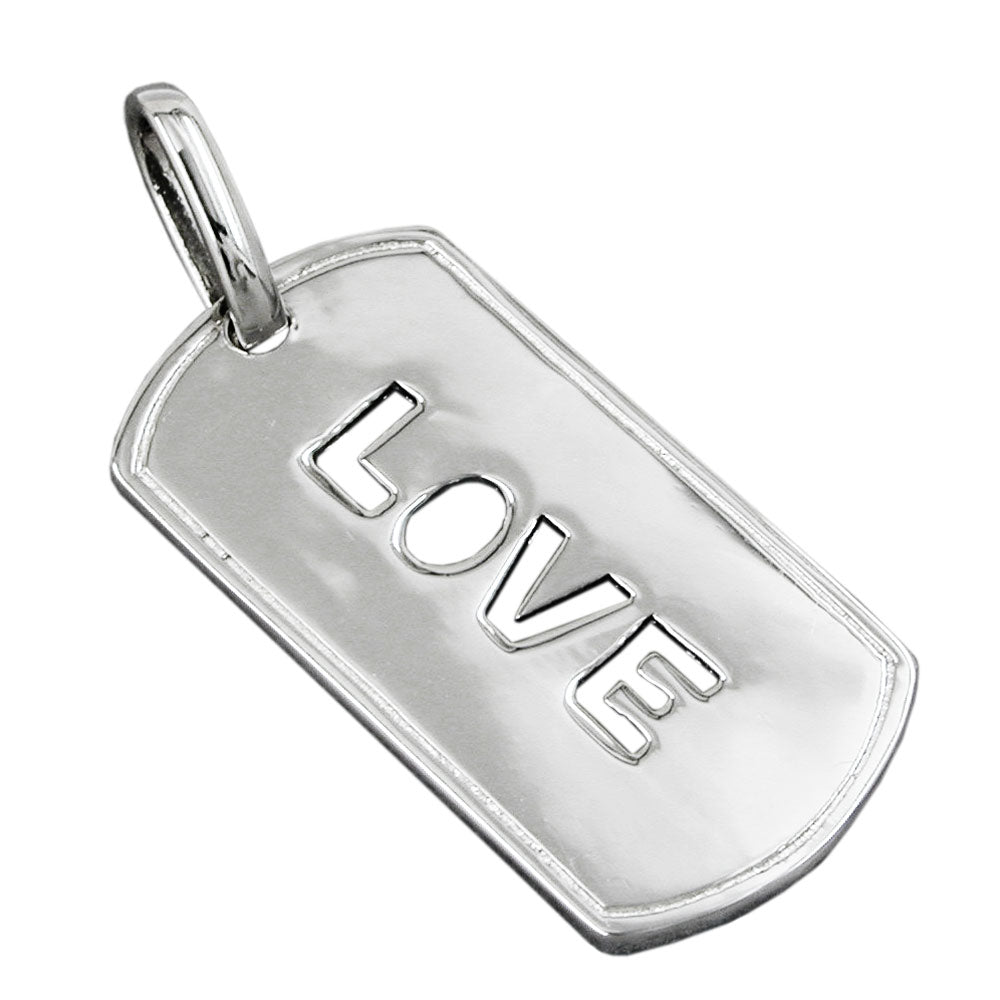 Anhänger LOVE rhodiniert aus 925er Silber, 32 × 16 mm