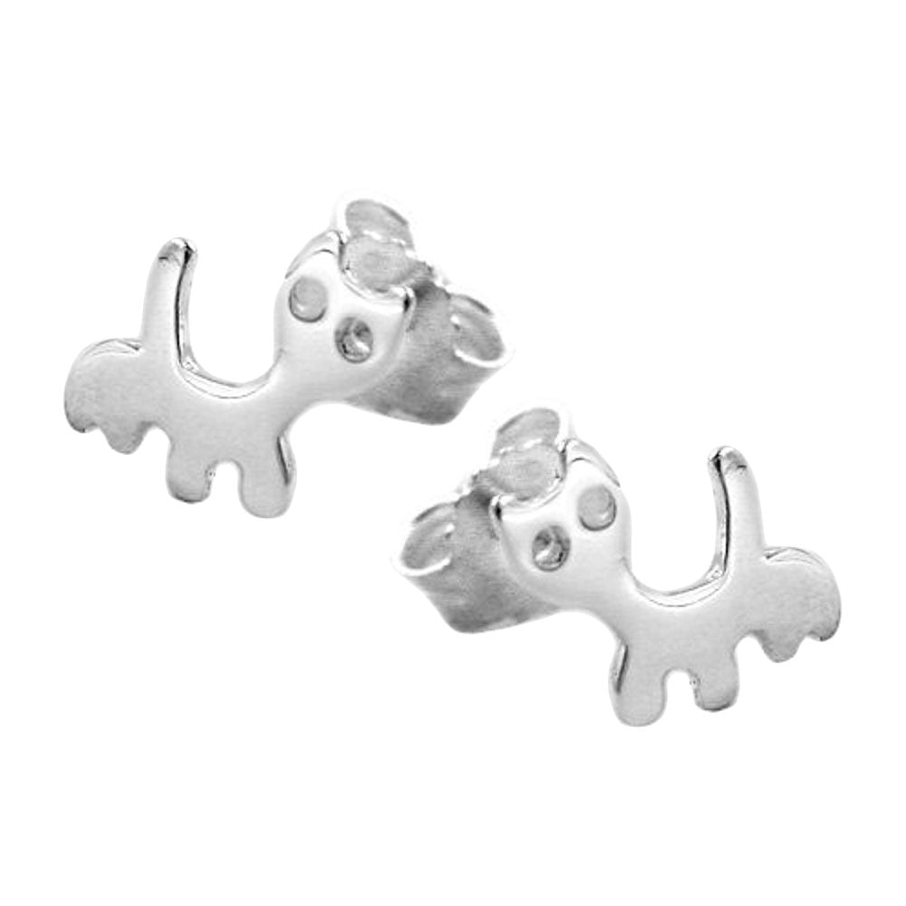 Ohrstecker Katze glänzend aus 925er Silber, 6 × 6,5 mm