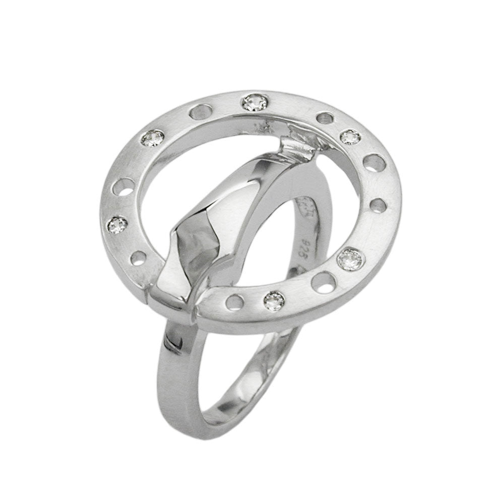 Ring Zirkonia mattiert rhodiniert aus 925er Silber, 22 mm