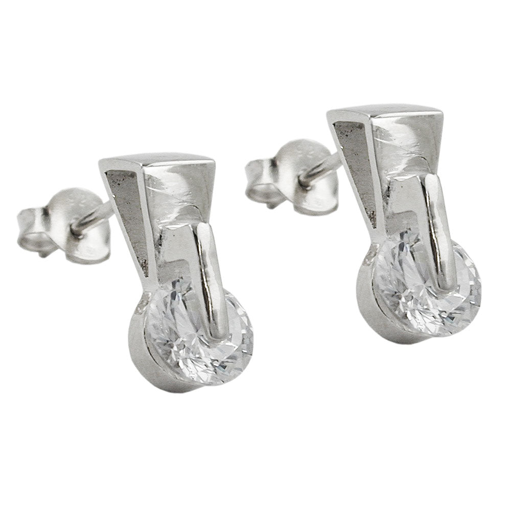 Ohrstecker Dreieck mit Zirkonia aus 925er Silber, 13 × 6 mm