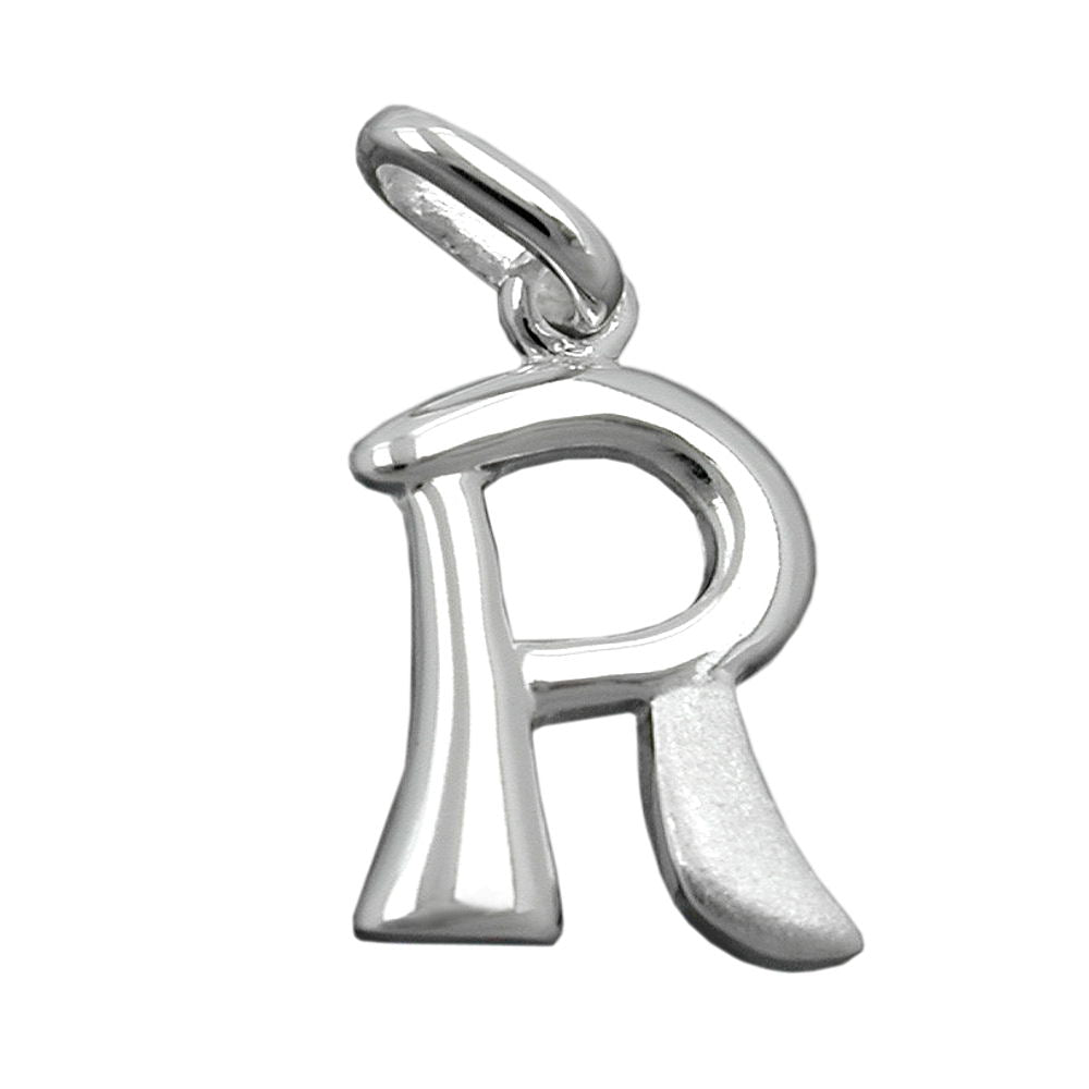 Anhänger Buchstabe R teilmattiert glänzend aus 925er Silber, 15 × 10 mm
