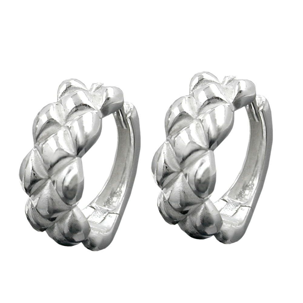 Creole Klappscharnier Zopfmuster teilmattiert aus 925er Silber, 15 × 6 mm