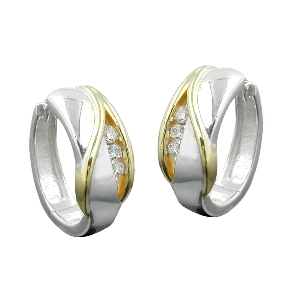 Creolen bicolor Zirkonia aus 925er Silber