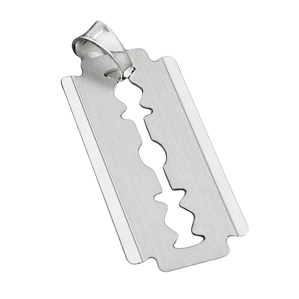 Anhänger Rasierklinge matt-glänzend aus 925er Silber, 30 × 15 mm