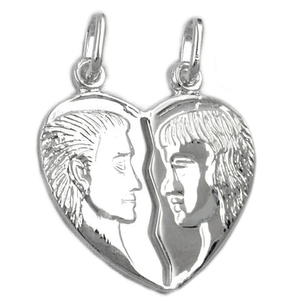 Anhänger Doppelanhänger Herz Mann Frau aus 925er Silber, 22 × 20 mm