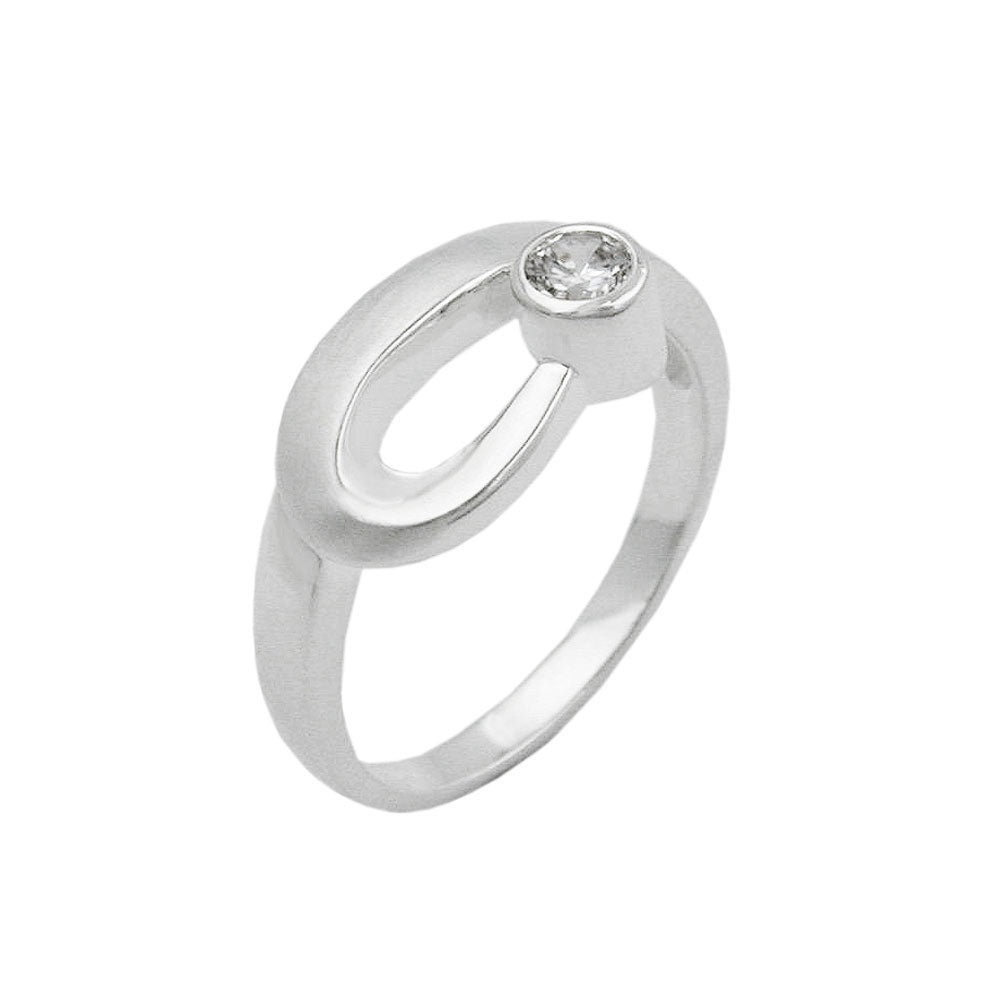 Ring Zirkonia gefasst matt-glänzend aus 925er Silber, 9 mm