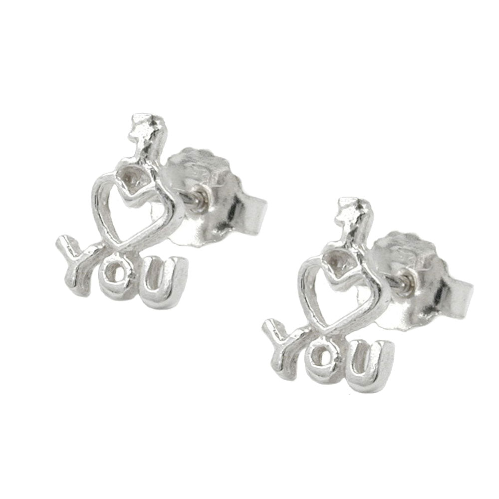 Ohrstecker I LOVE YOU aus 925er Silber, 9 × 7 mm
