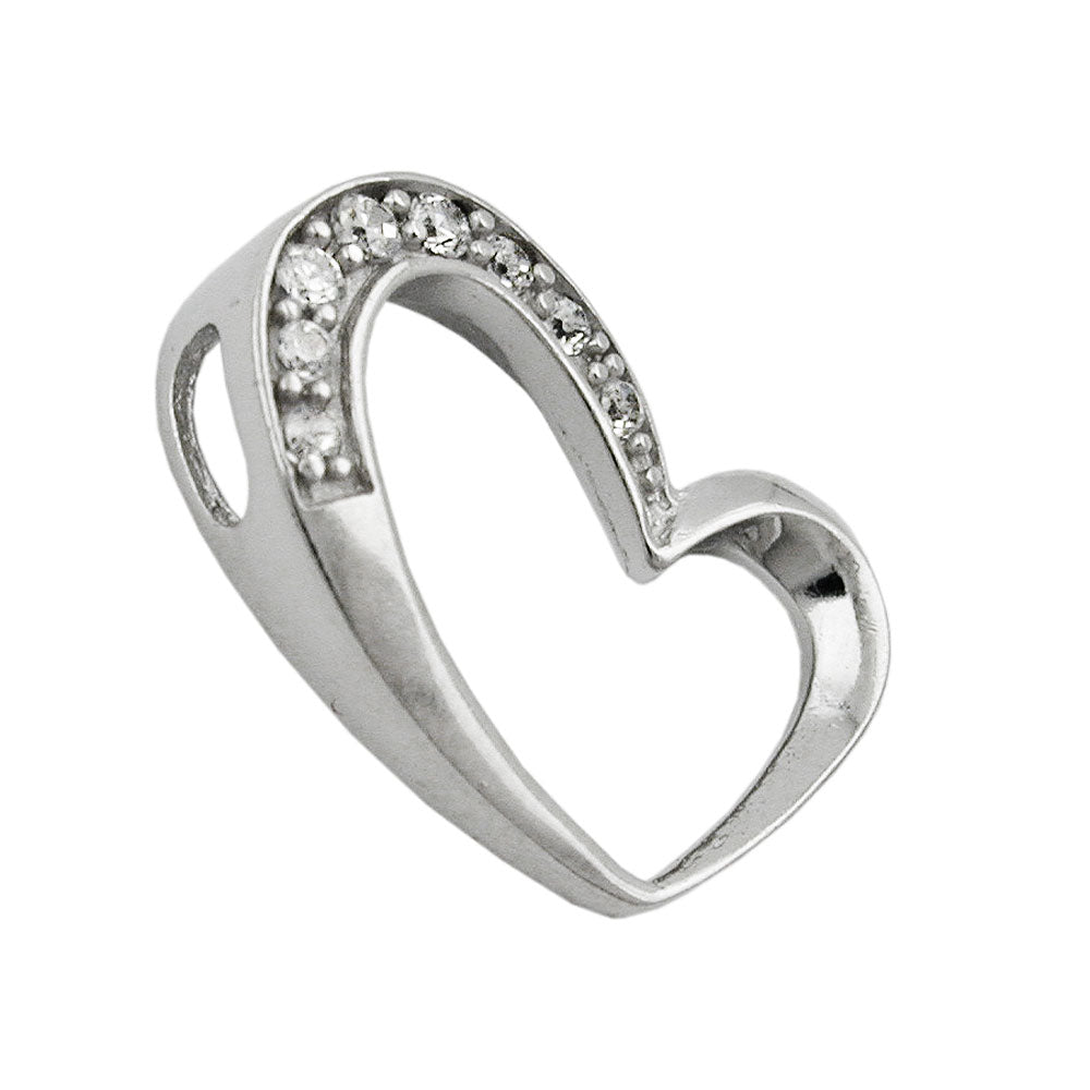 Anhänger Herz mit Zirkonia rhodiniert aus 925er Silber, 15 × 16 mm