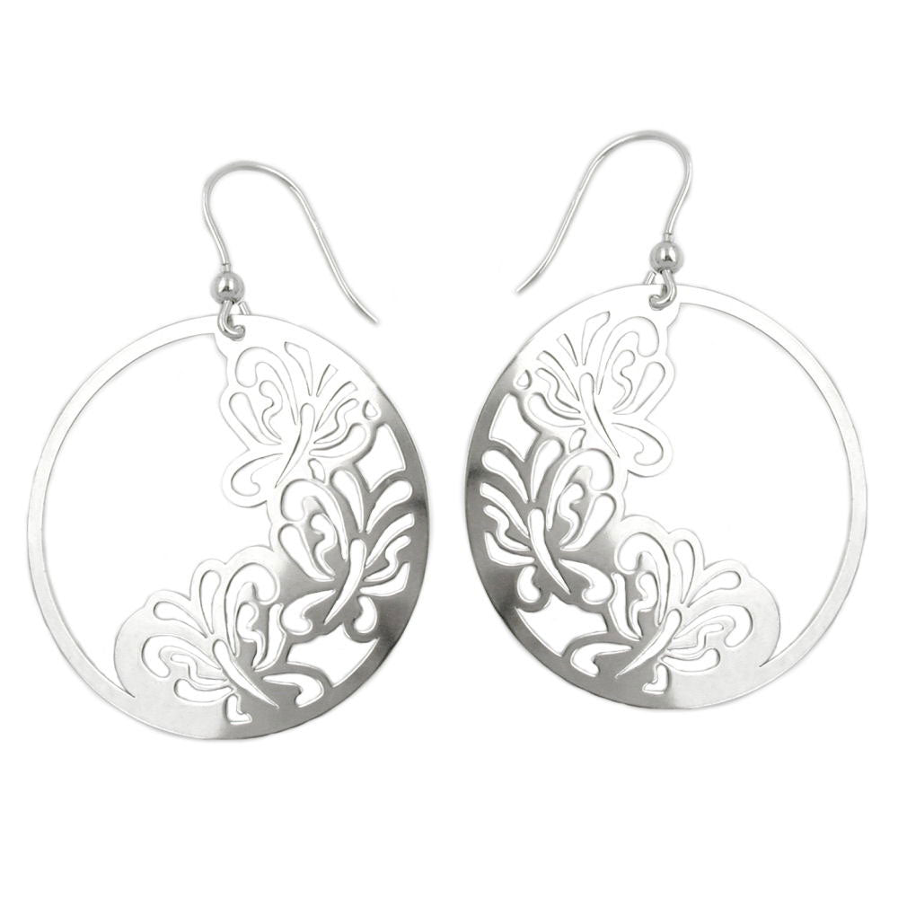 Ohrhaken Schmetterlinge glänzend aus 925er Silber, 53 × 37 mm