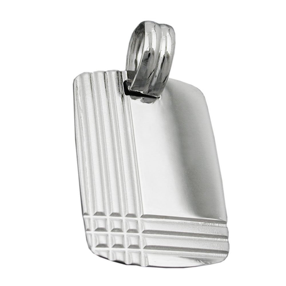 Anhänger Gravurplatte mit geprägtem Muster glänzend aus 925er Silber, 24 × 17 mm