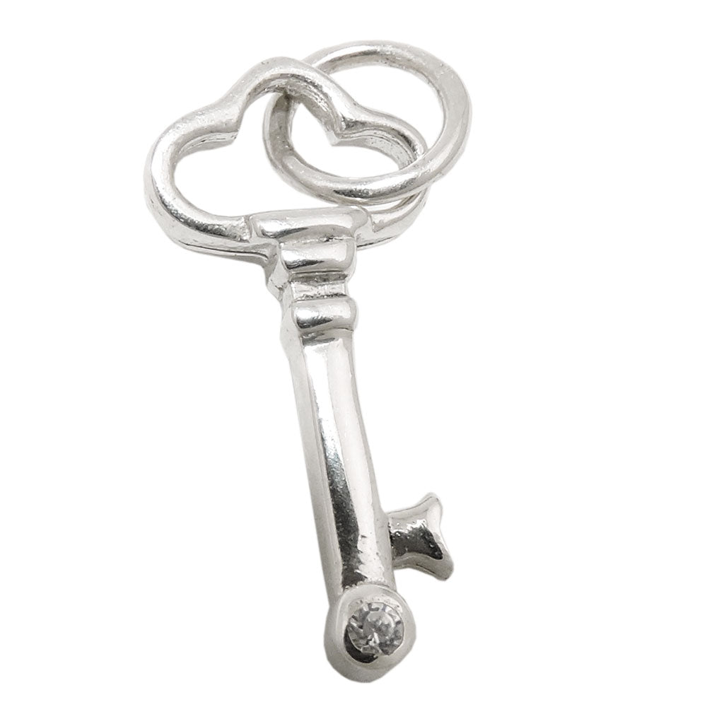 Anhänger Schlüssel mit Zirkonia glänzend aus 925er Silber, 21 × 10 mm
