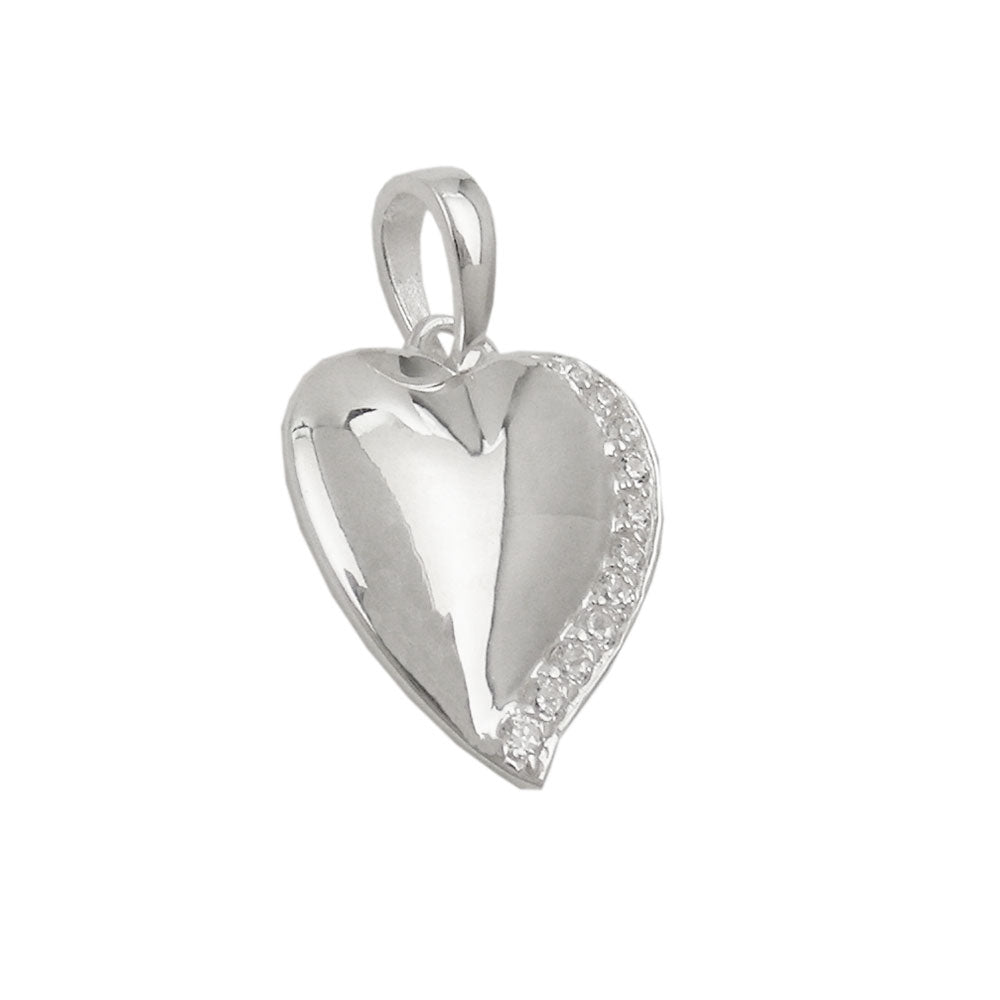 Anhänger Herz mit Zirkonia glänzend aus 925er Silber, 16 × 14 mm